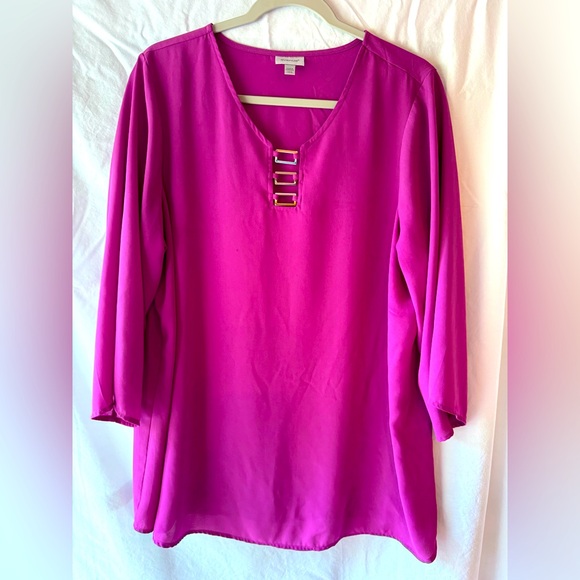 Avenue Fuchsia Tunic Top with Gold Accents - Picture 1 of 2